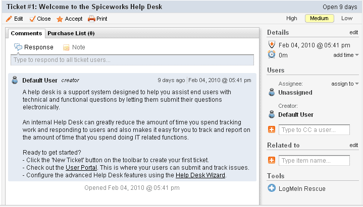 Spiceworks help desk system