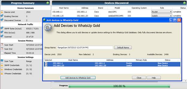 WhatsUp Gold Network Discovery